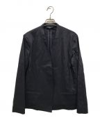 theoryセオリー）の古着「ノーカラージャケット ORGNIC.CRUNCH.WASH CLEAN.BLAZER.UL 01-8104116-895-712」｜ネイビー