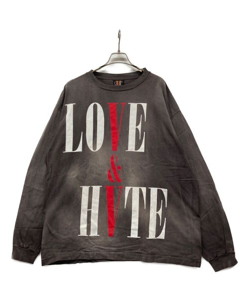 SAINT MICHAEL（セントマイケル）SAINT MICHAEL (セントマイケル) VLONE (ヴィーロン) LOVE & HATE L/S T-SHIRT SM-S22-0000-068 ヴィンテージ加工 グレー サイズ:XXLの古着・服飾アイテム