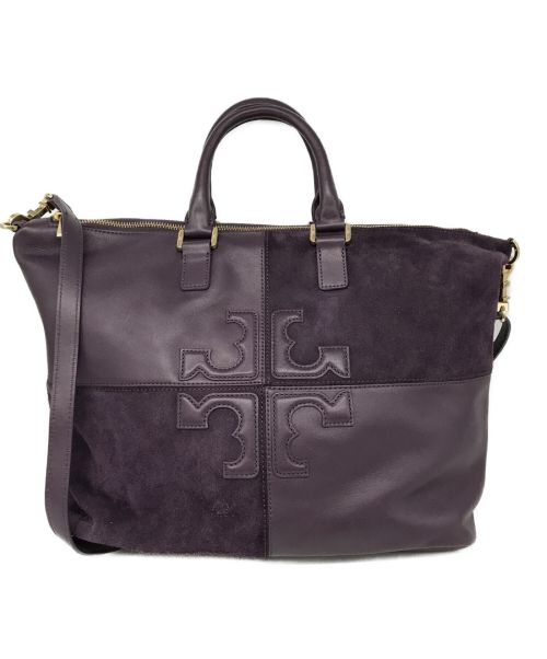 TORY BURCH（トリーバーチ）TORY BURCH (トリーバーチ) ナタリーサッチェルトートバッグ/2wayトートバッグ/切替コーデュロイ/HSP03705-13 パープルの古着・服飾アイテム