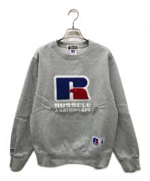 A BATHING APE×RUSSELL ATHLETIC（アベイシングエイプ×ラッセルアスレチック）の古着「クルーネックコラボスウェット/ロゴスウェット/プリントスウェット」｜グレー