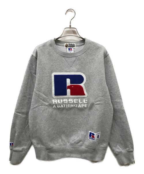 A BATHING APE（アベイシングエイプ）A BATHING APE (アベイシングエイプ) RUSSELL ATHLETIC (ラッセルアスレチック) クルーネックコラボスウェット/ロゴスウェット/プリントスウェット グレー サイズ:Mの古着・服飾アイテム