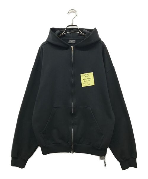 BALENCIAGA（バレンシアガ）BALENCIAGA 23SS POST IT POPOVER HOODIE ポストイットポップオーバージップアップフーディーパーカー 74445 ユニセックス ジップパーカー ラグジュアリー ストリート ブラック サイズ:XSの古着・服飾アイテム