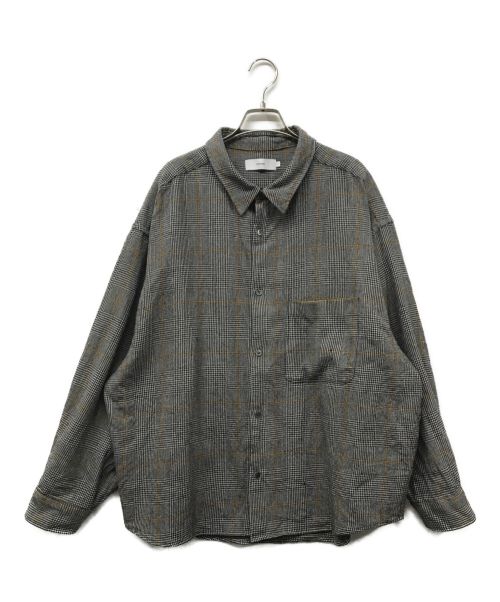 Graphpaper（グラフペーパー）Graphpaper (グラフペーパー) WOOL CHECK REGULAR COLLAR BIG SLEEVE SHIRT/ウールチェックレギュラーカラービッグスリーブシャツ/GM194-50519 ブラック サイズ:Ｆの古着・服飾アイテム