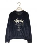 stussyステューシー）の古着「ベロアロングスリーブカットソー stussy ステューシー」｜ネイビー