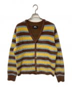 stussyステューシー）の古着「Horizontal stripe cardigan ホリゾンタルストライプカーディガン stussy ステューシー Vネック」｜マルチカラー