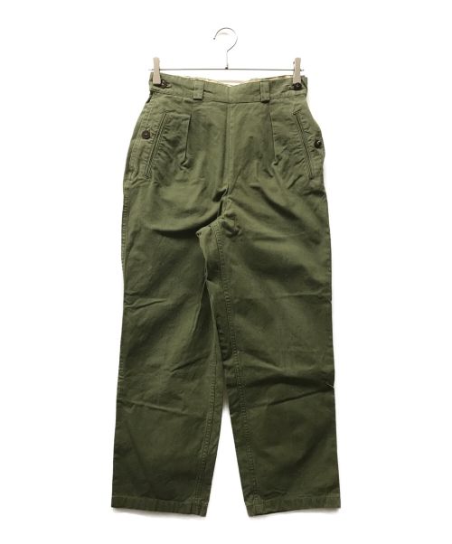 French Army（フランス軍）French Army (フランス軍) Marseille army Trousers pants マルセイユアーミートラウザーズパンツ フランス軍 軍パン 推定50's カーキ サイズ:42Ｌの古着・服飾アイテム