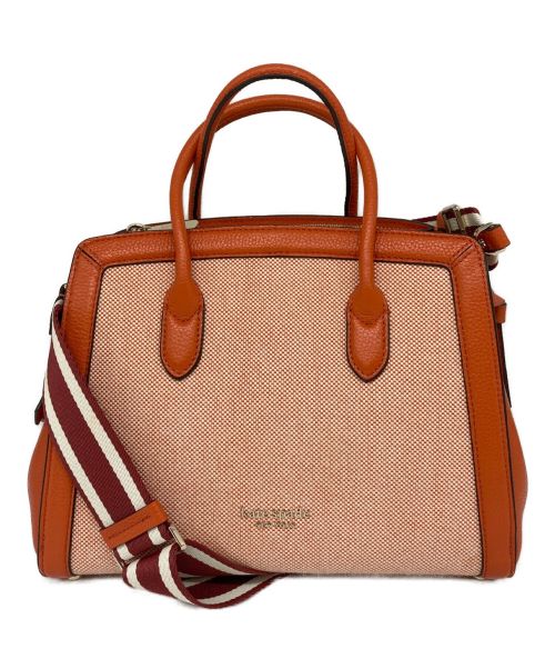 Kate Spade（ケイトスペード）Kate Spade (ケイトスペード) Knott Canvas Medium Satchel K7481 Kate Spade ケイトスペード 2WAY ハンドバッグ ショルダーバッグ ストラップ付 オレンジの古着・服飾アイテム