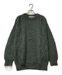 ARAN SWEATER MARKET（アランセーターマーケット）の古着「ケーブルニット ARAN SWEATER MARKET アランセーターマーケット クルーネック」｜グリーン