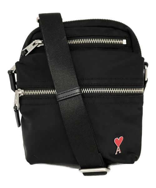 AMIPARIS（アミパリス）AMIPARIS (アミパリス) heart logo cross bag　ショルダーバッグ ハートロゴ　ナイロンショルダーバッグ ブラックの古着・服飾アイテム