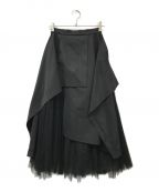 AMeLIEアメリ）の古着「OVERLAPPING SKIRT AMeLIE アメリ チュールスカート プリーツスカート 02920930291」｜ブラック