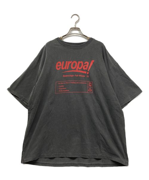 BALENCIAGA（バレンシアガ）BALENCIAGA (バレンシアガ) europa!プリントTシャツ BALENCIAGA バレンシアガ オーバーサイズTシャツ 18AW 535717 グレー サイズ:Sの古着・服飾アイテム