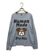 HUMAN MADEヒューマンメイド）の古着「BULLDOG L/S TEE/ブルドッグロングスリーブティーシャツ/プリント/ストリート/NIGO」｜スカイブルー