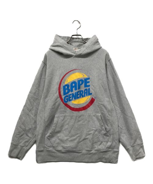 A BATHING APE（アベイシングエイプ）A BATHING APE (アベイシングエイプ) BAPE GENERAL print Hoodie/プリントパーカー/プルオーバー/フーディー/ストリート グレー サイズ:Ｍの古着・服飾アイテム