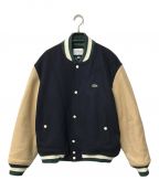 LACOSTEラコステ）の古着「ウールブレンドスタジアムジャケット/BH0562/LACOSTE/ラコステ/Made in Albania」｜ネイビー×ベージュ