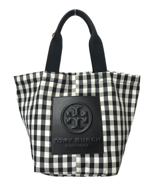 TORY BURCH（トリーバーチ）TORY BURCH (トリーバーチ) ギンガムチェック トートバッグ TORY BURCH トリーバーチ チェックトート 10008684 ホワイト×ブラック サイズ:下記参照の古着・服飾アイテム