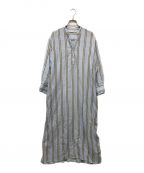 ne quittez pasヌキテパ）の古着「C.VOILE STRIPE KURTA DRESS/マドラスストライプドレス/010411GH2」｜スカイブルー