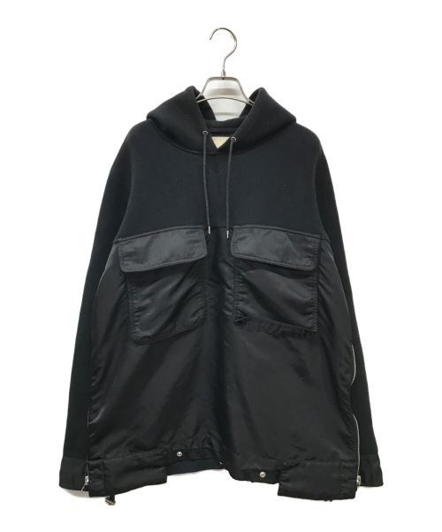 sacai（サカイ）sacai (サカイ) パーカー sacai サカイ 再構築 パーカー フーディー ドッキング ナイロン 18-01837M ブラック サイズ:3の古着・服飾アイテム