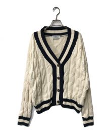 oldderby Knitwear（オールドダービーニットウェア）の古着「編み込みニットカーディガン/Oldderby Knitwear/オールドダービーニットウェア」｜ネイビー