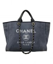 CHANEL (シャネル) ドーヴィルGM／キャンバストート CHANEL シャネル イタリア製 2way 藍色 インディゴ キャンバス地 A66941 ネイビー サイズ:下記参照