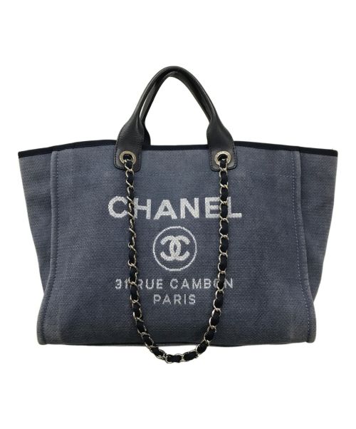 CHANEL（シャネル）CHANEL (シャネル) ドーヴィルGM／キャンバストート CHANEL シャネル イタリア製 2way 藍色 インディゴ キャンバス地 A66941 ネイビー サイズ:下記参照の古着・服飾アイテム