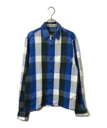 stussy（ステューシー）の古着「ネルシャツ stussy ステューシー チェック柄 ネルシャツ ヘビーネル オールド」｜ブルー