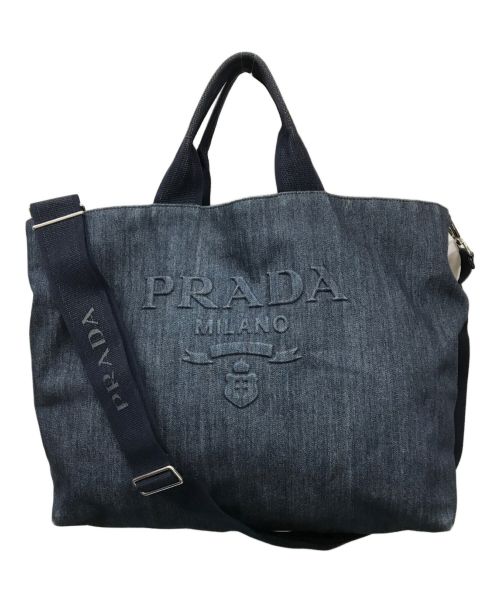 PRADA（プラダ）PRADA (プラダ) DENIM 2WAY トートバッグ デニム　2VG081 インディゴの古着・服飾アイテム