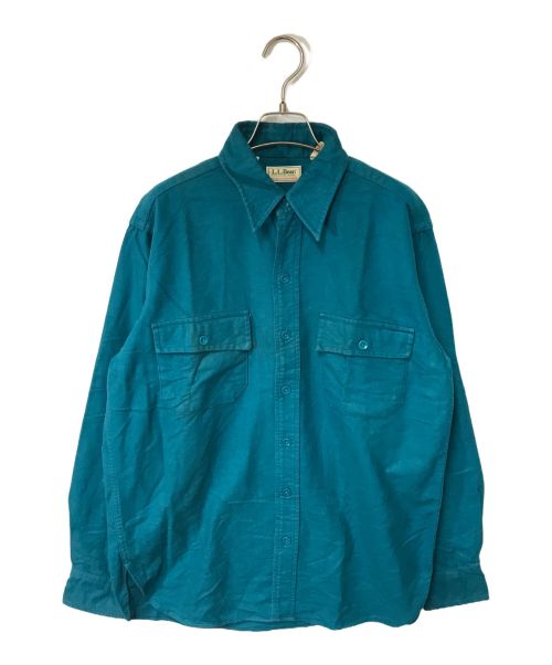 L.L.Bean（エルエルビーン）L.L.Bean (エルエルビーン) Chamois Cloth Shirts シャモアクロスシャツ L.L.Bean エルエルビーン 80'S 80年代 USA製 アメリカ製 アウトドア 1611 ブルー サイズ:15 1/2の古着・服飾アイテム