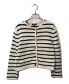 theoryセオリー）の古着「Waverly Cotton Stripe Jacket/コットンボーダーカーディガン/01-4103711」｜ネイビー×アイボリー