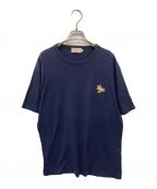 maison kitsuneメゾンキツネ）の古着「チラックスフォックス パッチ クラシック Tシャツ MAISON KITSUNE メゾンキツネ ワンポイント ポルトガル製 GU00154KJ0010」｜ネイビー