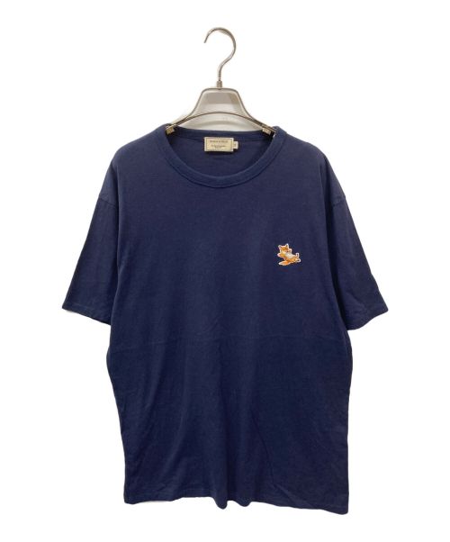 maison kitsune（メゾンキツネ）MAISON KITSUNE (メゾンキツネ) チラックスフォックス パッチ クラシック Tシャツ MAISON KITSUNE メゾンキツネ ワンポイント ポルトガル製 GU00154KJ0010 ネイビー サイズ:XLの古着・服飾アイテム