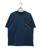 BLACK LABEL CRESTBRIDGEブラックレーベル クレストブリッジ）の古着「グラフィックTシャツ/51P-45-145-26/BLACK LABEL CRESTBRIDGE ブラックレーベル・クレストブリッジ Tシャツ」｜ブルー