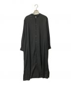 BLURHMSブラームス）の古着「WASHED SILK SHIRT DRESS blurhms ブラームス ロングシャツ シャツワンピース バンドカラー BHS22FTL01」｜ブラック