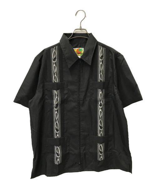 Guayabera（グアヤベラ）Guayabera (グアヤベラ) キューバシャツ GUAYABERA グアヤベラ ジップアップキューバシャツ ブラック サイズ:Mの古着・服飾アイテム