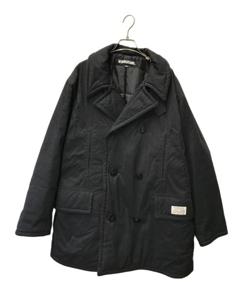 NEIGHBORHOOD（ネイバーフッド）NEIGHBORHOOD (ネイバーフッド) PUFF PEA COAT/中綿Pコート/222TSNH-JKM06/裏原/ルード ブラック サイズ:SIZE LARGEの古着・服飾アイテム