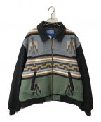 PENDLETONペンドルトン）の古着「ネイティブ柄ウールジャケット/ジップジャケット/HIGH GRADE WESTERN WEAR/ウールブルゾン」｜ブラック×ブルー×グリーン