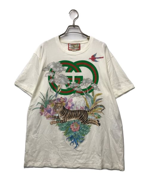 GUCCI（グッチ）GUCCI (グッチ) タイガープリントTシャツ GUCCI グッチ 615044 XJD4G ホワイト サイズ:Lの古着・服飾アイテム