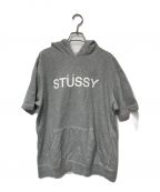 stussyステューシー）の古着「リバーシブルハーフスリーブパーカー/stussy/ステューシー」｜グレー×ピンク