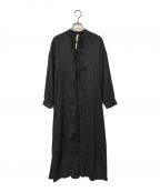 fig LONDONフィグロンドン）の古着「LINEN ribbon gown dress/70-01-OP-016-20-1/fig London/フィグロンドン」｜ブラック