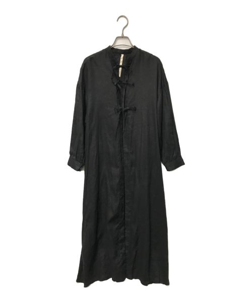 fig LONDON（フィグロンドン）fig LONDON (フィグロンドン) LINEN ribbon gown dress/70-01-OP-016-20-1/fig London/フィグロンドン ブラック サイズ:SIZE Fの古着・服飾アイテム