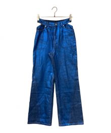 MAISON SPECIAL（メゾンスペシャル）の古着「Side Cut Metallic Denim サイドカットメタリックデニム MAISON SPECIAL メゾンスペシャル コーティングデニム 箔プリント 日本製 21222465307」｜ブルー