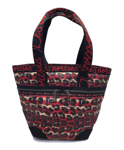 LeSportsac（レスポートサック）LeSportsac (レスポートサック) Alber Elbaz (アルベール エルバス) ヒョウ柄トートバッグ/LeSportsac/レスポートサック/Alber Elbaz/アルベール エルバス レッド×ブラックの古着・服飾アイテム