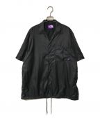 THE NORTHFACE PURPLELABELザ・ノースフェイス パープルレーベル）の古着「Nylon Ripstop H/S Shirt ナイロンリップストップシャツ THE NORTHFACE PURPLELABEL ザ ノースフェイス パープルレーベル TNF nanamica ナナミカ 開襟シャツ オープンカラーシャツ ポケットシャツ ドローコード付き NT3017N」｜ブラック