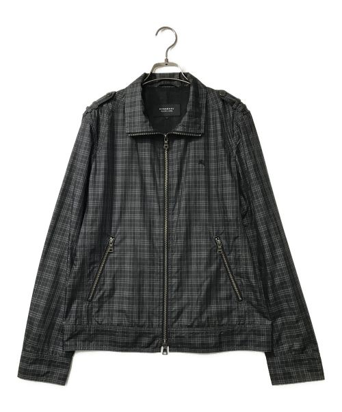 BURBERRY BLACK LABEL（バーバリーブラックレーベル）BURBERRY BLACK LABEL (バーバリーブラックレーベル) チェックブルゾン BURBERRY BLACK LABEL バーバリーブラックレーベル ジップアップ BMP22-221-08 ブラック×グレー サイズ:Lの古着・服飾アイテム