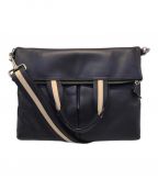 COACHコーチ）の古着「2WAYトートバッグ/F54759/CHARLES FOLDOVER TOTE IN SMOOTH LEATHER/チャールズ フォールドオーバー トート スムースレザー」｜ネイビー