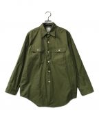 MADISON BLUEマディソンブルー）の古着「HAMPTON BACK SATIN SHIRT ハンプトンバックサテンシャツ MADISON BLUE マディソンブルー ポケットシャツ 日本製 MB184-5004」｜オリーブ