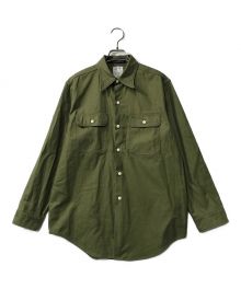 MADISON BLUE（マディソンブルー）の古着「HAMPTON BACK SATIN SHIRT ハンプトンバックサテンシャツ MADISON BLUE マディソンブルー ポケットシャツ 日本製 MB184-5004」｜オリーブ