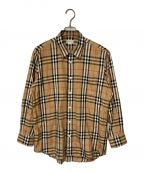 Burberry'sバーバリーズ）の古着「シャドーホース ノバチェックシャツ Burberry's バーバリーズ WJ048-141 ベージュ×ブラック」｜ベージュ×ブラック