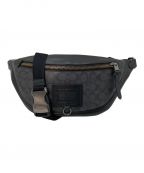 COACHコーチ）の古着「シグネチャー ウエストバッグ COACH コーチ 40345 ベルトバッグ ユニセックス Rivington Belt Bag In Signature Canvas」｜ブラック×グレー