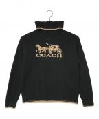 COACHコーチ）の古着「オーバーサイズド タートルネック COACH コーチ ロゴニット カシミヤ混 CN283」｜ブラック