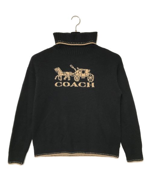 COACH（コーチ）COACH (コーチ) オーバーサイズド タートルネック COACH コーチ ロゴニット カシミヤ混 CN283 ブラック サイズ:Sの古着・服飾アイテム